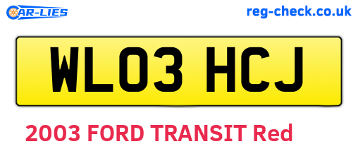 WL03HCJ are the vehicle registration plates.