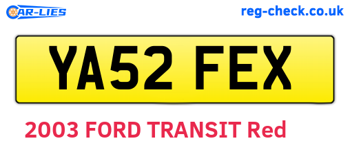 YA52FEX are the vehicle registration plates.