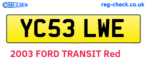 YC53LWE are the vehicle registration plates.