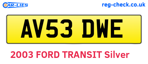 AV53DWE are the vehicle registration plates.