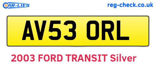 AV53ORL are the vehicle registration plates.