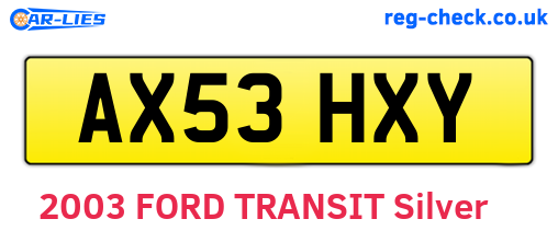 AX53HXY are the vehicle registration plates.