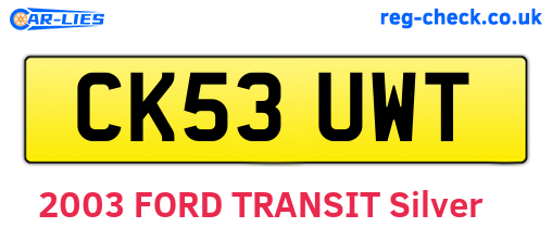 CK53UWT are the vehicle registration plates.