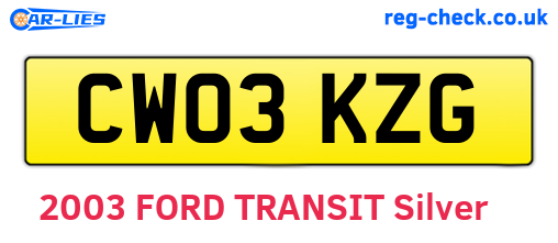 CW03KZG are the vehicle registration plates.