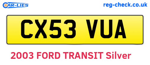 CX53VUA are the vehicle registration plates.