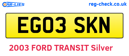EG03SKN are the vehicle registration plates.