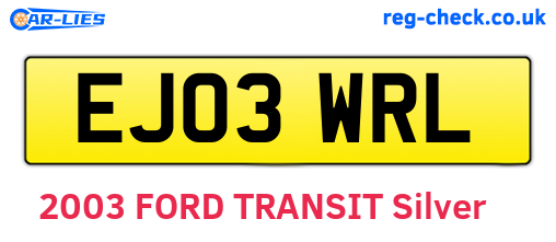 EJ03WRL are the vehicle registration plates.