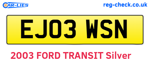 EJ03WSN are the vehicle registration plates.