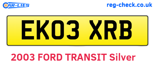 EK03XRB are the vehicle registration plates.