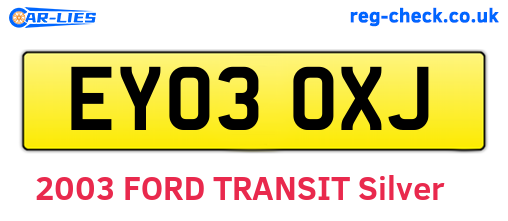 EY03OXJ are the vehicle registration plates.