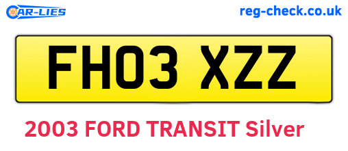 FH03XZZ are the vehicle registration plates.