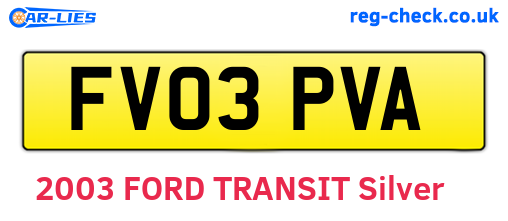 FV03PVA are the vehicle registration plates.