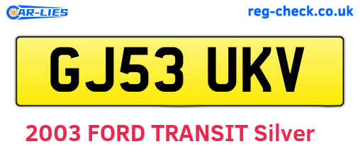 GJ53UKV are the vehicle registration plates.