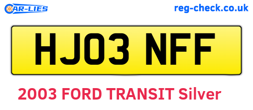 HJ03NFF are the vehicle registration plates.