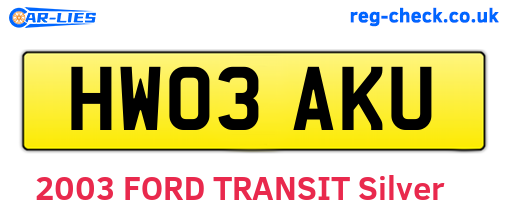 HW03AKU are the vehicle registration plates.