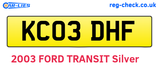 KC03DHF are the vehicle registration plates.
