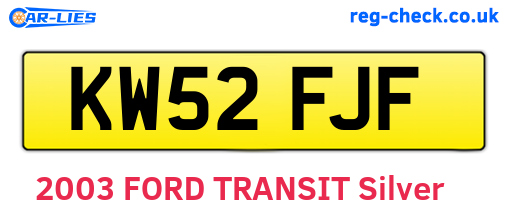 KW52FJF are the vehicle registration plates.