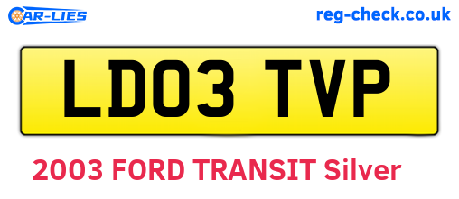 LD03TVP are the vehicle registration plates.