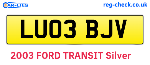 LU03BJV are the vehicle registration plates.