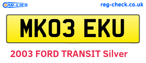 MK03EKU are the vehicle registration plates.