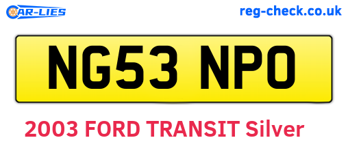 NG53NPO are the vehicle registration plates.