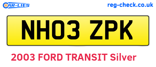 NH03ZPK are the vehicle registration plates.