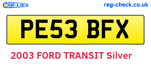PE53BFX are the vehicle registration plates.