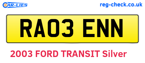 RA03ENN are the vehicle registration plates.