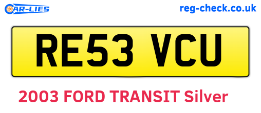 RE53VCU are the vehicle registration plates.