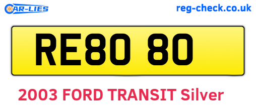 RE8080 are the vehicle registration plates.