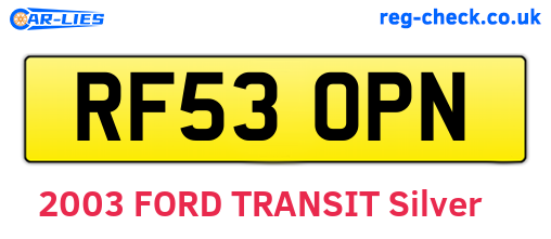 RF53OPN are the vehicle registration plates.