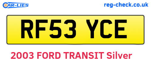 RF53YCE are the vehicle registration plates.