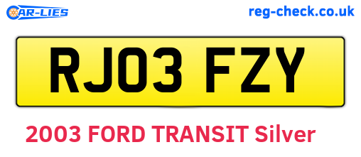 RJ03FZY are the vehicle registration plates.