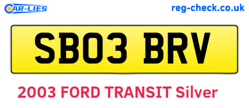 SB03BRV are the vehicle registration plates.