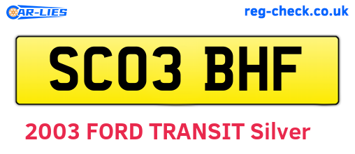 SC03BHF are the vehicle registration plates.