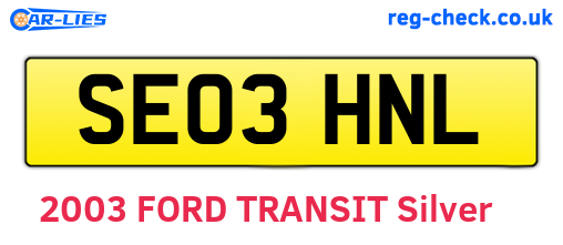 SE03HNL are the vehicle registration plates.