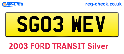 SG03WEV are the vehicle registration plates.