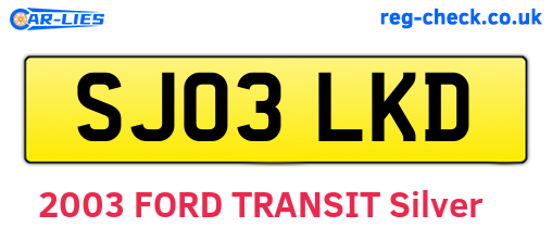 SJ03LKD are the vehicle registration plates.