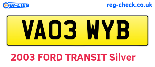 VA03WYB are the vehicle registration plates.