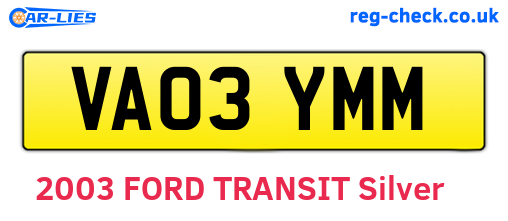 VA03YMM are the vehicle registration plates.
