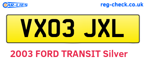 VX03JXL are the vehicle registration plates.