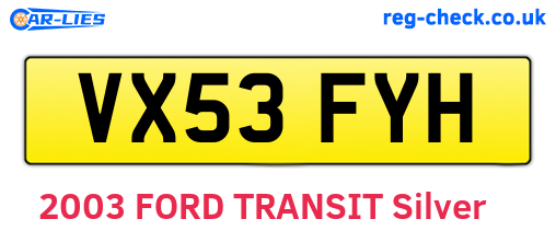 VX53FYH are the vehicle registration plates.