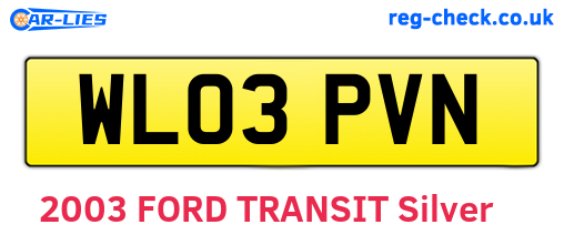 WL03PVN are the vehicle registration plates.