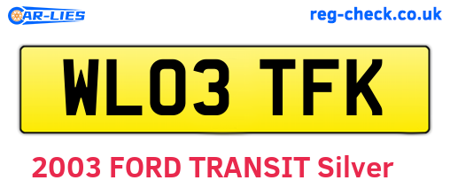 WL03TFK are the vehicle registration plates.