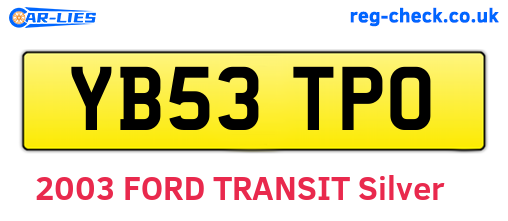 YB53TPO are the vehicle registration plates.