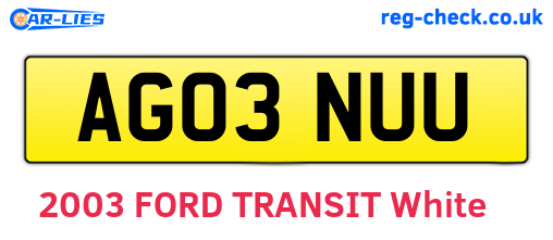 AG03NUU are the vehicle registration plates.