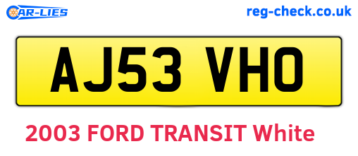 AJ53VHO are the vehicle registration plates.