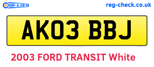 AK03BBJ are the vehicle registration plates.