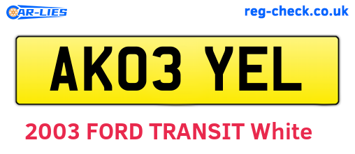 AK03YEL are the vehicle registration plates.