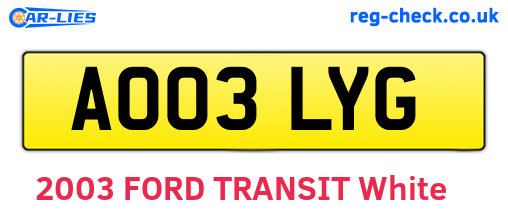 AO03LYG are the vehicle registration plates.